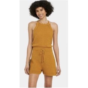 NWT Mustard crochet cotton coastal halter boho romper from Universal Thred